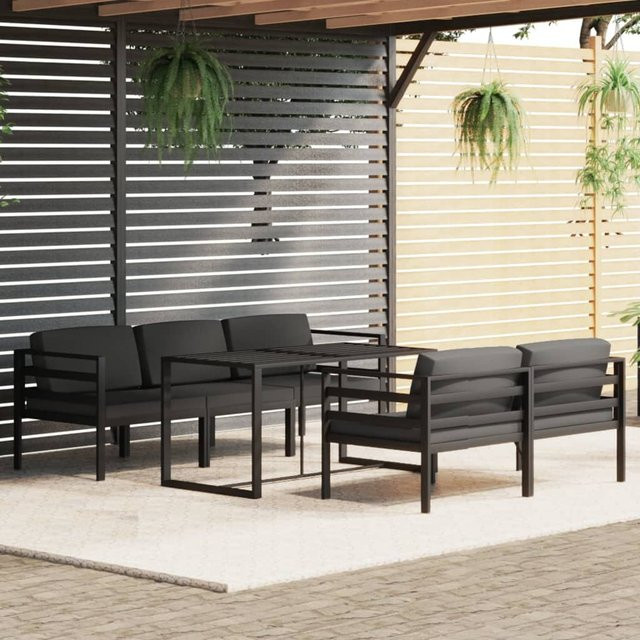 6-tlg. vidaXL Garten-Lounge-Set aus pulverbeschichtetem Aluminium mit Kissen in Anthrazit - Bild 3