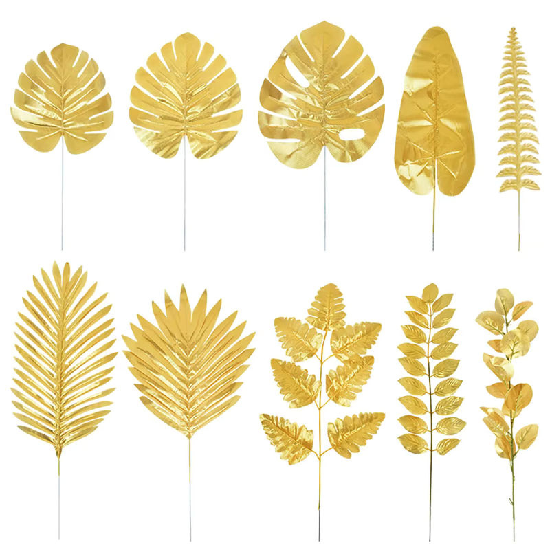 EsenTroye Künstliche Goldene Palmblätter als tropische Tischdekoration für Hochzeit, Geburtstag und Party - Bild 3