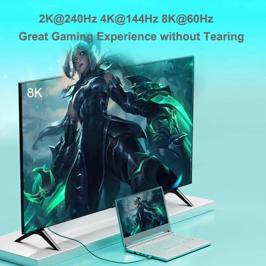 LccKaa USB-C auf DisplayPort Kabel für 8K@60Hz und 4K@144Hz, Thunderbolt 3 und 4 kompatibel - Bild 2