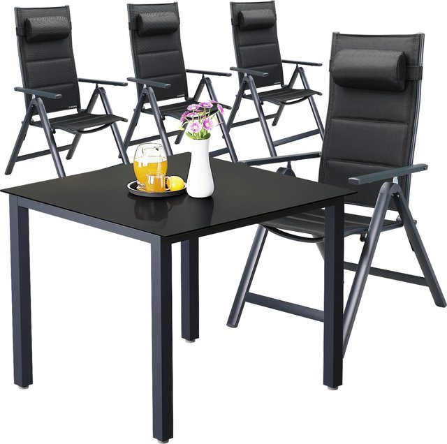 Casaria Garten-Sitzgruppe Bern Premium 5-tlg in Anthrazit aus Aluminium und Sicherheitsglas - Bild 1