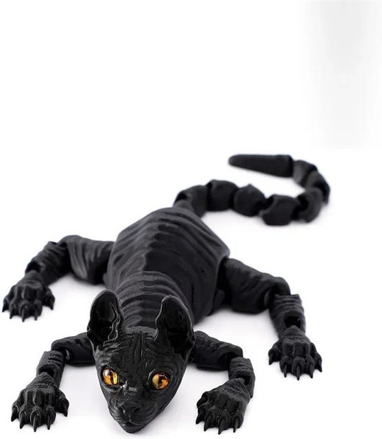 Sphynx Katze, Figur, schwarz, beweglich, Kunststoff - Bild 1