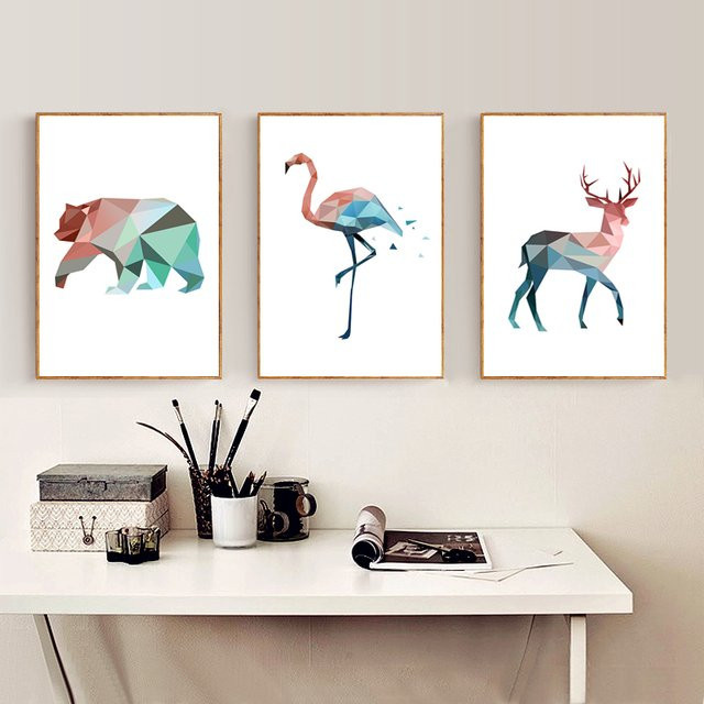 Potdemiel Geometrisches Tierposter als Leinwandgemälde in Multicolor für deine Wanddekoration - Bild 1