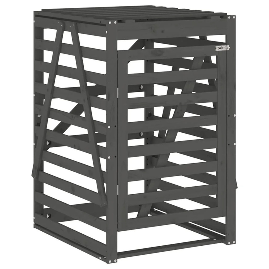DELUKE Mülltonnenbox BOUMI aus Kiefernholz in Grau für 1 Tonne, B/T/H: 84 x 90 x 128,5 cm - Bild 2