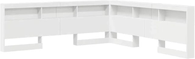 vidaXL Aufbewahrungskopfteil mit Regal und USB-Ladeport in Weiß, B/H: 217,5 x 76,5 cm - Bild 1