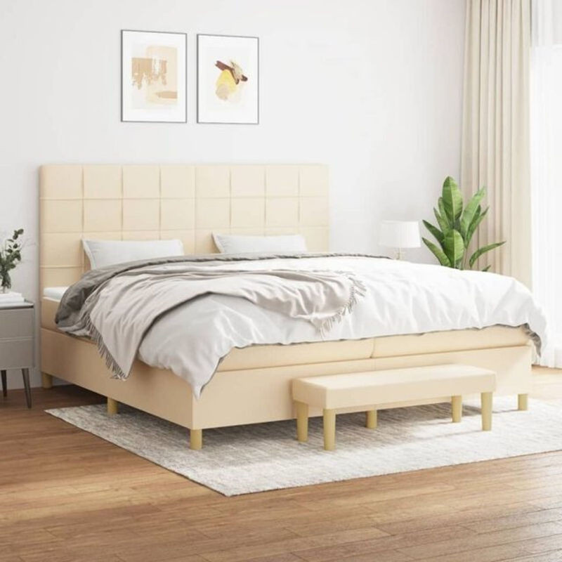 Vidaxl Boxspringbett mit Matratze in Beige aus Stoff und Holzwerkstoff B/T: 200 x 200 cm - Bild 1