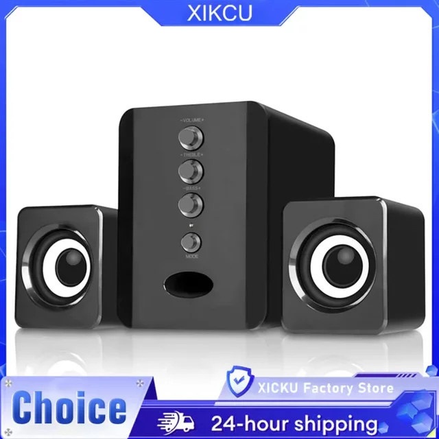 XIKCU Soundbar Stereo Lautsprecher mit USB-Anschluss und Bass-Subwoofer in Schwarz - Bild 1