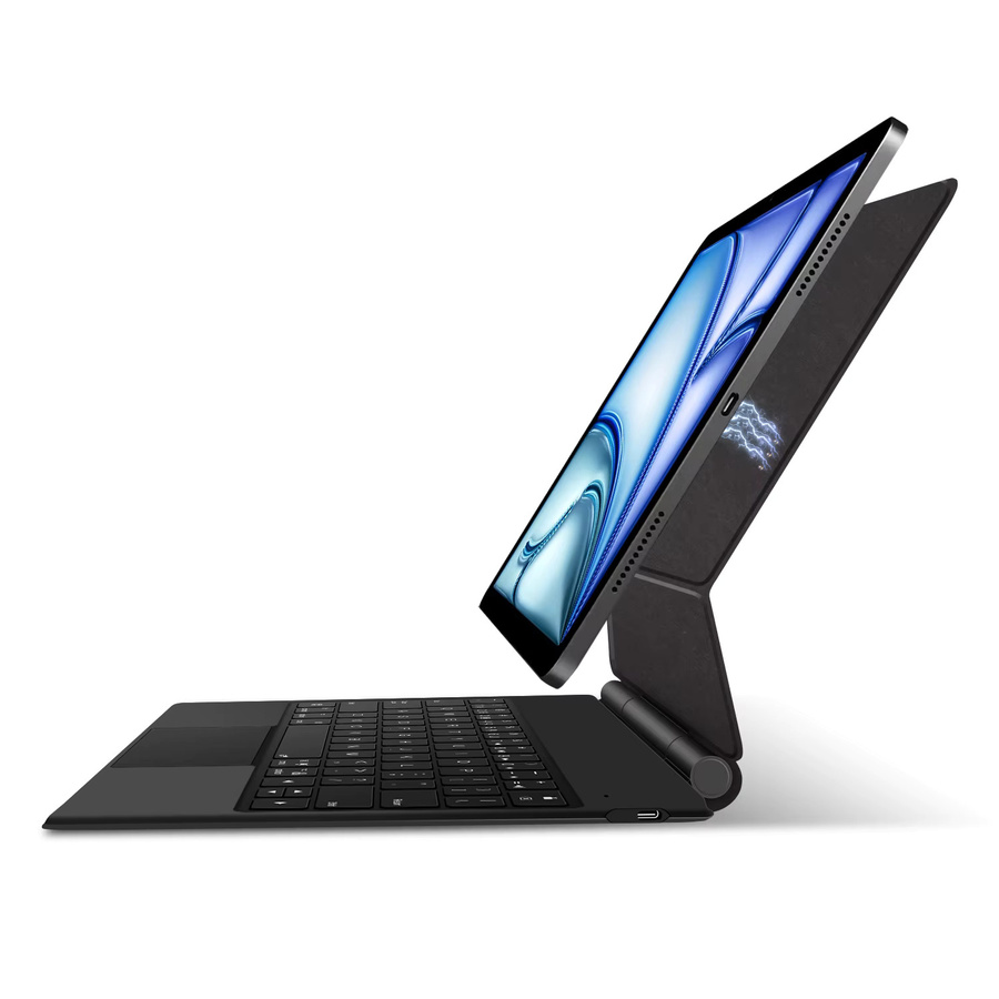 AJIUYU Pogo Pin Magic Tastatur Hülle für iPad Pro 11, iPad Pro 13, iPad Air 10,9 und iPad Pro 12,9 mit Smart PIN Plug&Play Direktverbindung in Schwarz oder Weiß - Bild 5