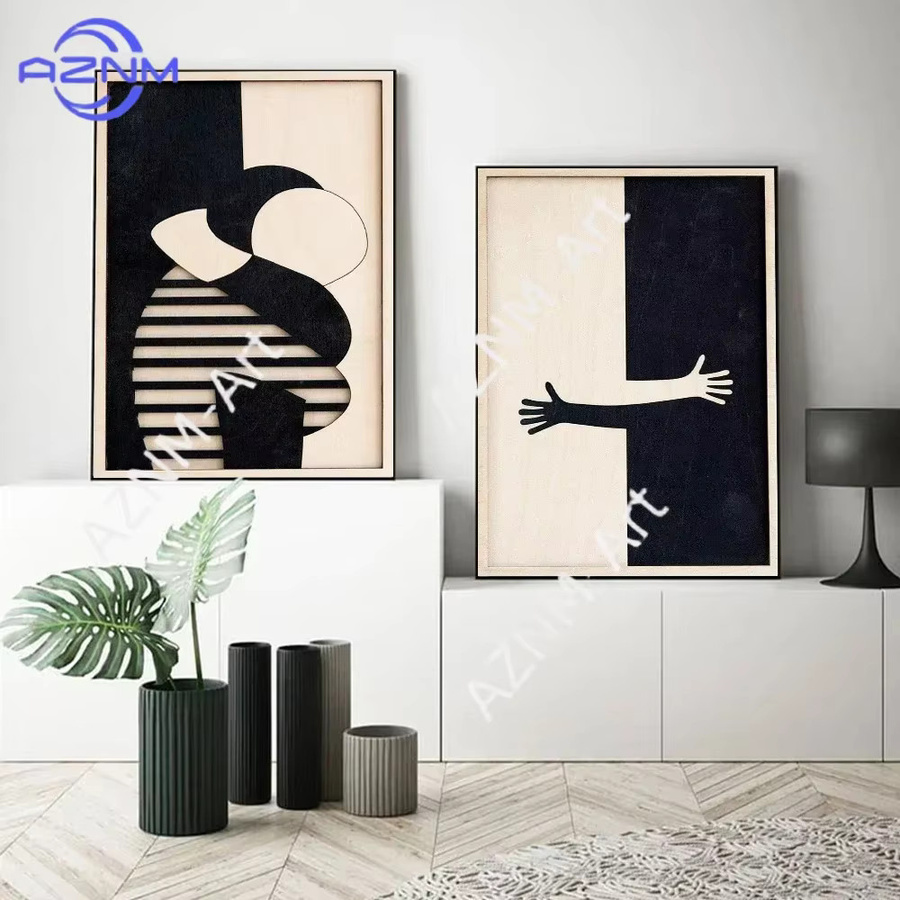 KAYOU Leinwandgemälde mit abstraktem 3D-Textur-Motiv eines romantischen Paares im modernen minimalistischen Stil - Bild 2