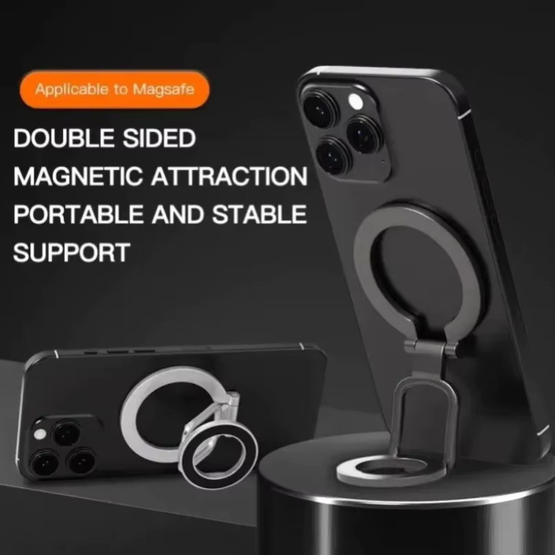VIKEFON Magnetischer Fingerring-Telefonhalter in Schwarz, faltbarer MagSafe Smartphone-Ständer für iPhone 17 16 Pro Max 15 14 13 12 und Fitnessstudio-Eisenhalterung - Bild 3