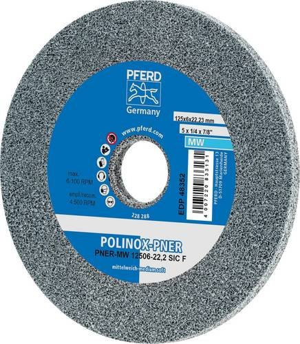 PFERD POLINOX Kompaktschleifrad PNER-MW 125x6x22,2 mm, verpresstes Vlies-Rad, Mittelweich, SiC Fein, Grau - Bild 1
