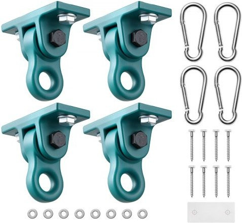 VEVOR 4er Set Schaukelhaken aus Aluminiumlegierung mit Doppellager in Türkis und Grün für Hängesessel und Yogastühle - Bild 1