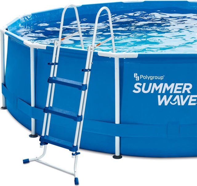 Summer Waves Pool Sicherheitsleiter aus Kunststoff in Blau, Weiß und Schwarz, Höhe: 91 cm - Bild 1
