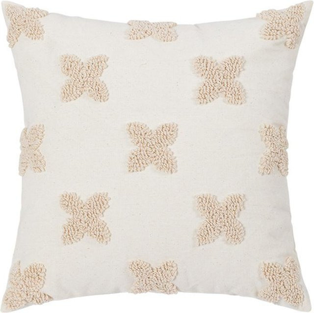 Dekorativer quadratischer Kissenbezug von JMG Clothing mit Blumenmuster in Beige, B/B: 45 x 45 cm - Bild 1