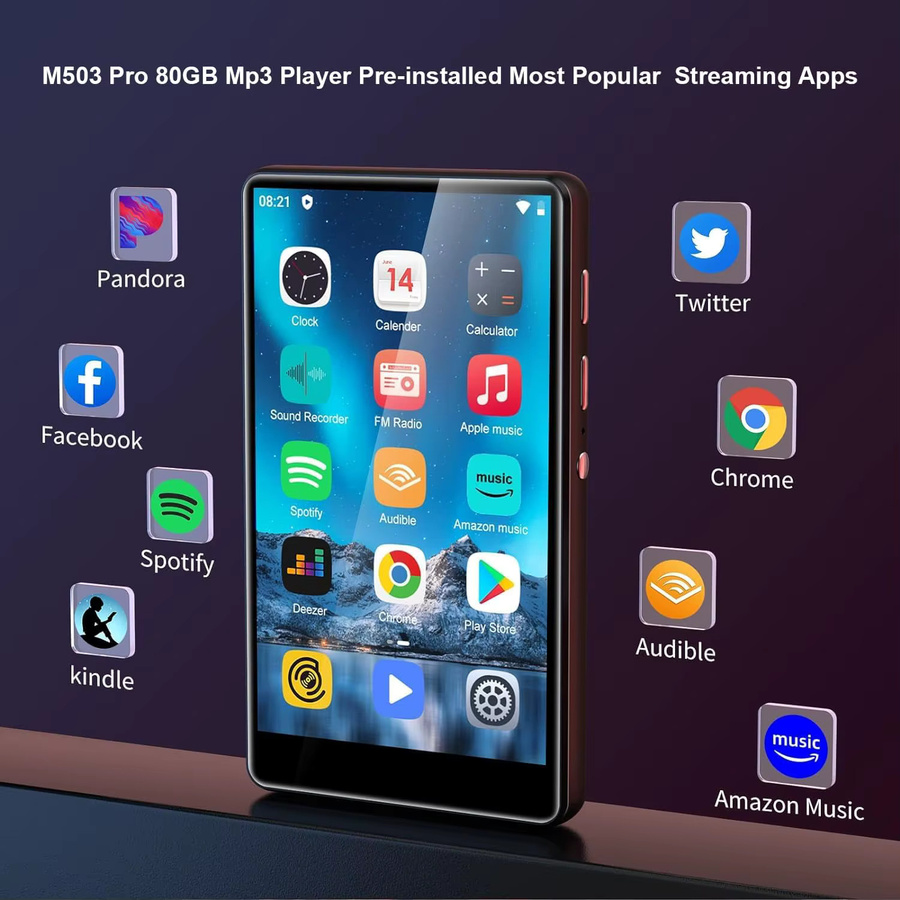 Oilsky MP3-Player für Android mit 80 GB Speicher, Bluetooth, WLAN und 4,0 Zoll Voll-Touchscreen in Schwarz - Bild 2