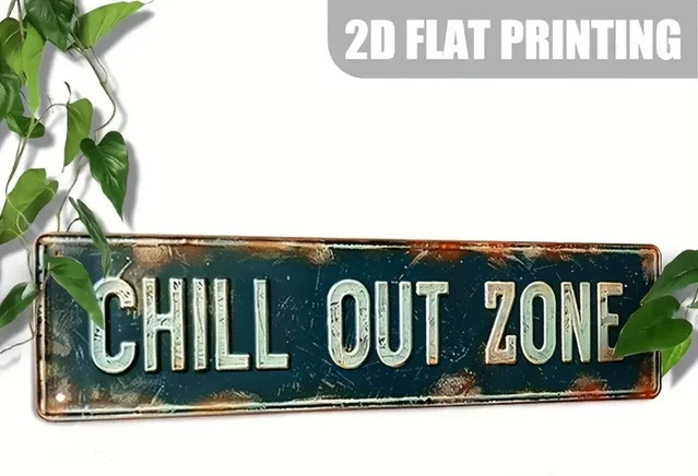 Vintage Wanddekoration Chill-Out-Zone aus Aluminium von Hello Young als Metallschild für Terrasse und Garten - Bild 1