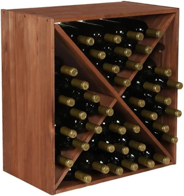 PROREGAL Modulares Weinregal Vincellar Mod aus massivem Kiefernholz, Braun Geölt, H x B x T: 60 x 60 x 30 cm - Bild 1