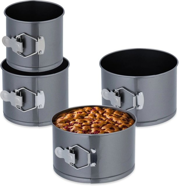 Relaxdays Springform Set aus Carbonstahl mit Antihaftbeschichtung in Anthrazit, Durchmesser: 12 cm, 14 cm, 16 cm und 18 cm - Bild 1