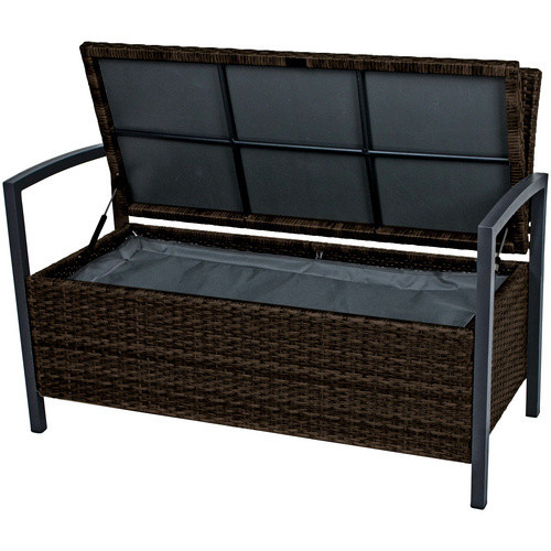 Garden Pleasure Parkbank Ferrara 2-Sitzer mit Staufach in Coffee Braun, B/H/T: 117 x 86 x 58 cm - Bild 4