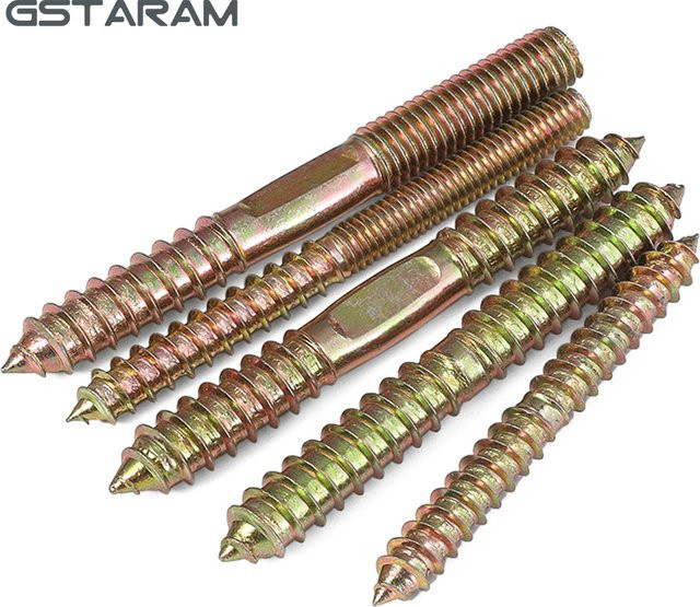 GSTARAM 10er Set Doppelköpfige Aufhänger Bolzen, Selbstschneidende Schrauben für Holz zu Metall, Gold, galvanisiert - Bild 1