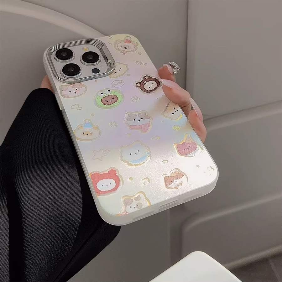 IQPEA Handyhülle mit niedlichem Katzen-Design und Farbverlauf für iPhone 15 14 13 12 Pro Max Plus, stoßfest, Multicolour - Bild 3