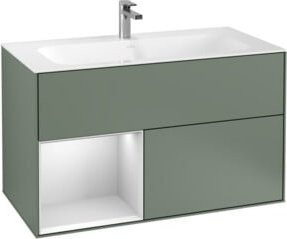 V&B Waschtischunterschrank Finion rechtsbündig in Olive Matt Lacquer, Breite: 59,1 cm, Höhe: 49,8 cm, Tiefe: 59,1 cm - Bild 1