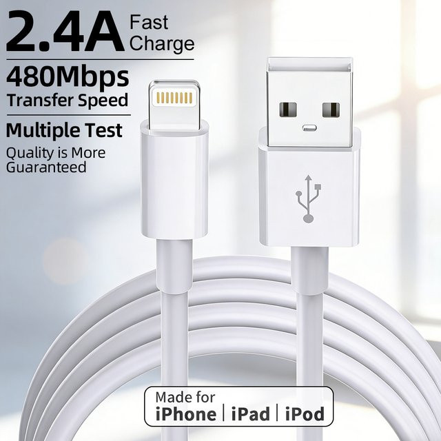 LAIHONEN USB-A auf Lightning Ladekabel MFi-zertifiziert, weiß, kompatibel mit iOS iPhone 14 13 12 11 X - Bild 1