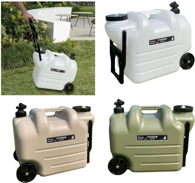 Tooyful Wasserbehälter mit Rollen und Wasserhahn, 28 l, Beige - Bild 1