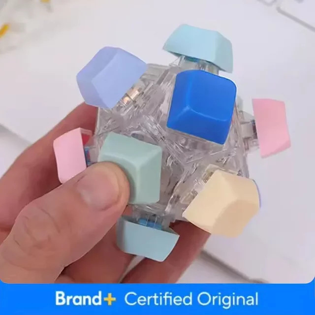 Amagi 12-Tasten-Fidget-Cube-Schlüsselanhänger, buntes LED-Leucht-Fidget-Spielzeug - Bild 1