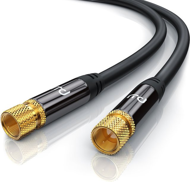 Primewire SAT-Koaxialkabel mit F-Stecker, 4-fach geschirmt, 135dB, 75 Ohm, Schwarz, Länge: 20 m - Bild 1
