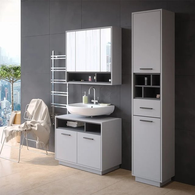 Vicco Badschrank Beatrice Hochschrank in Grau Anthrazit mit Türen und Schubladen B: 38 cm, H: 190 cm - Bild 2
