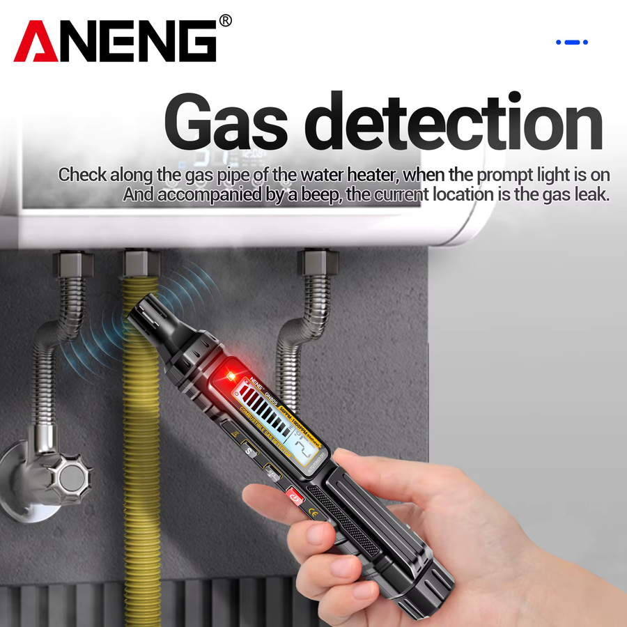 ANENG GN805 Tragbarer Gasdetektor in Schwarz mit Ton- und Lichtalarm und einstellbarer Empfindlichkeit für Auto und Zuhause - Bild 2