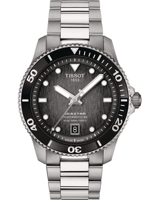 Tissot Armbanduhr Seastar 1000, Automatik, Edelstahl, Schwarz, 40 mm, Herren - Bild 1