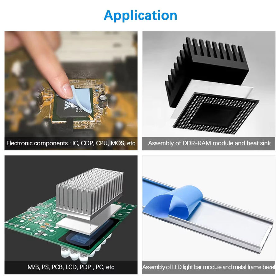 Doppelseitiges wärmeleitendes Transferband Blau, 50 Meter Rolle, Breite: 8 mm bis 20 mm, ideal für Chip, PCB, LED-Streifen und Kühlkörper - Bild 3