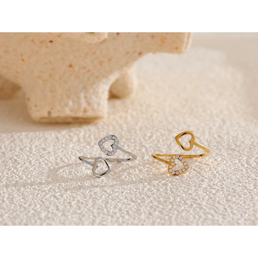 Yhpup Ring Edelstahl, Gold, Herz, Damen - Bild 3