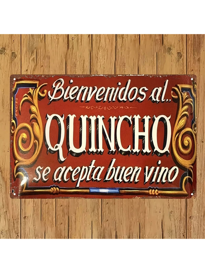 Potdemiel Vintage-Metallschild Bienvenidos al Quincho runde Wanddekoration aus Eisen im Retro-Stil B/H: 30 x 20 cm - Bild 2