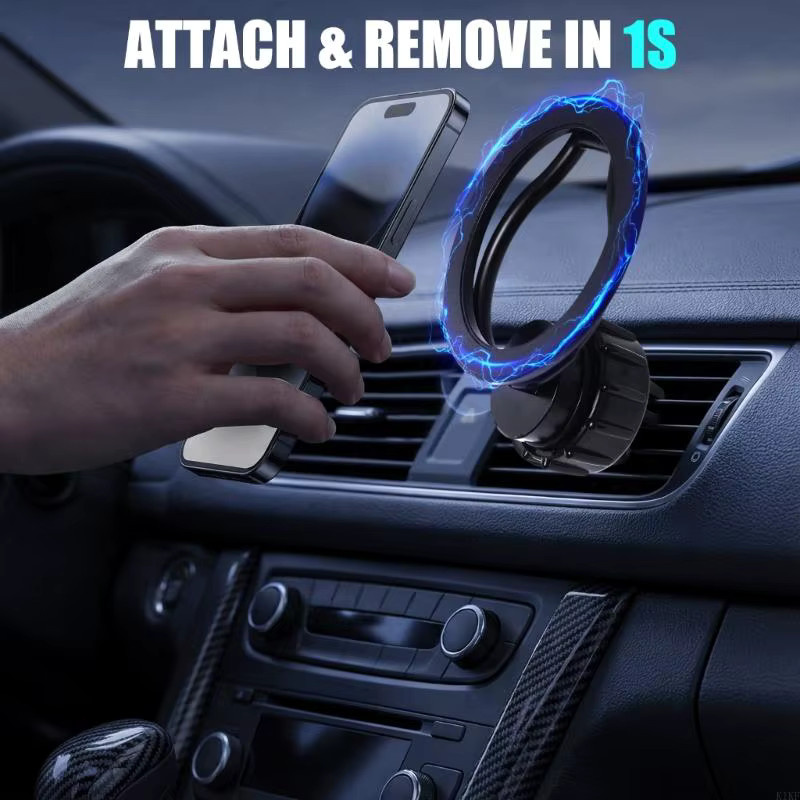 CACAZI Magnetische Telefonhalterung mit 17mm Kugelkopf in Schwarz für Auto, Desktop und Stativ - Bild 2