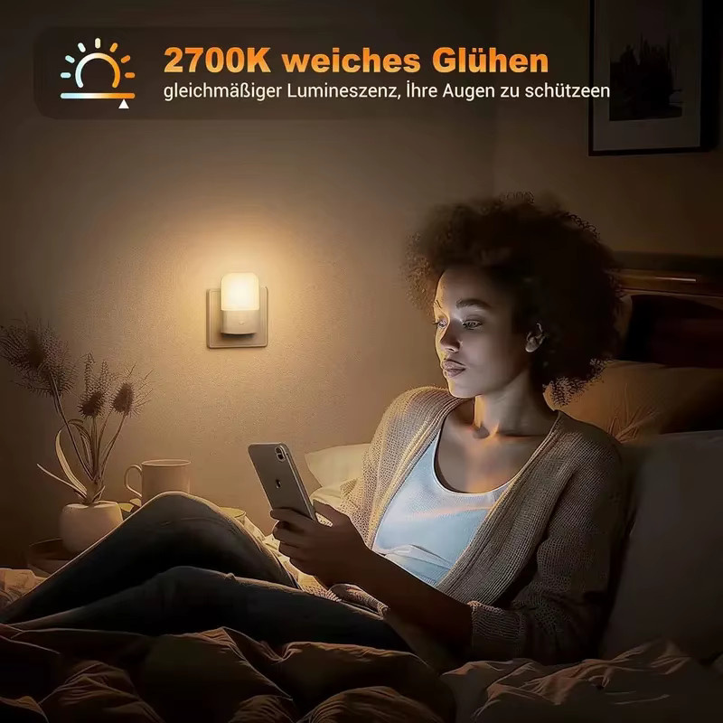 Ouelico Dimmbares LED-Nachtlicht in Weiß mit Dämmerungssensor und warmweißem Licht (2700K) - Bild 5