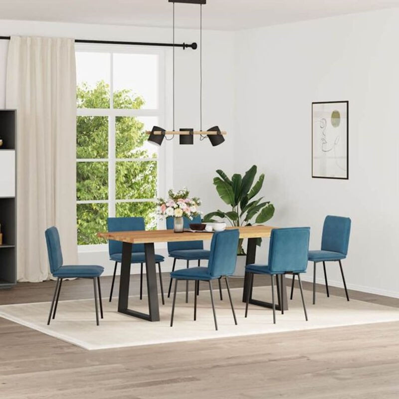 6er Set moderne Esszimmerstühle aus Samt in Blau von Vidaxl - Bild 1