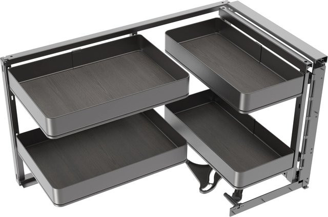Emuca Harmony Eckauszugssystem für Küchenmöbel Links aus Stahl und Holz in Anthrazitgrau - Bild 1