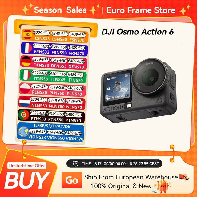 DJI Osmo Action 6 Action-Kamera in Schwarz mit 1/1,1-Zoll-Quadratsensor und variabler Blende für 4K-Aufnahmen - Bild 1
