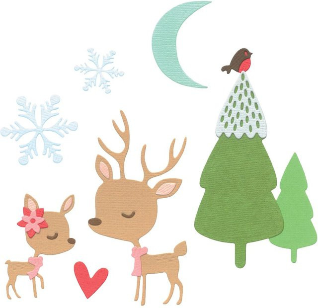 Sizzix Thinlits Stanzschablone Hello Deer in Silber aus Metall - Bild 1