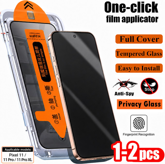 Anti-Spy Privacy Panzerglas Displayschutzfolie für Google Pixel 11 Pro XL, 11 Pro, 10 und 9 Pro XL, transparent, staubfreie Installation - Bild 1