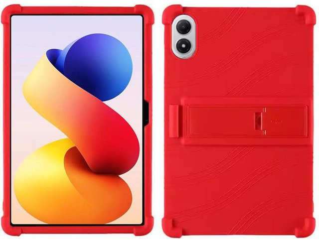 Stoßfeste Silikon Hülle für Xiaomi Redmi Pad 2 Pro 12,1 Zoll in Rot mit Ständerfunktion - Bild 1