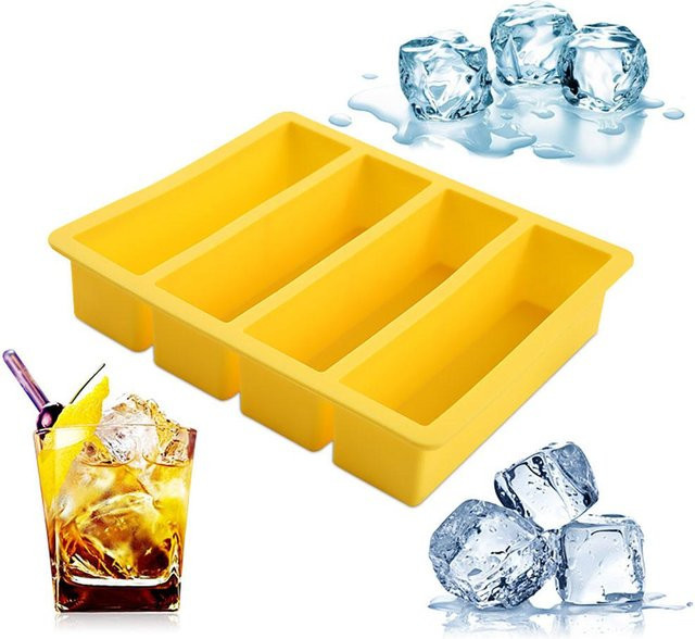 Rechteckige Eisform aus Silikon in Gelb von TOMTOP JMS, lebensmittelecht und spülmaschinenfest - Bild 1
