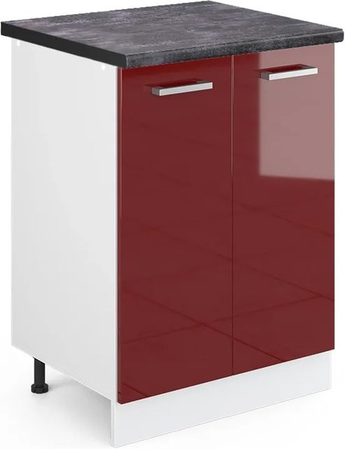 Vicco Küchenunterschrank R-Line Bordeaux Hochglanz Weiß Anthrazit B: 60 cm, T: 60 cm, H: 81,6 cm - Bild 1
