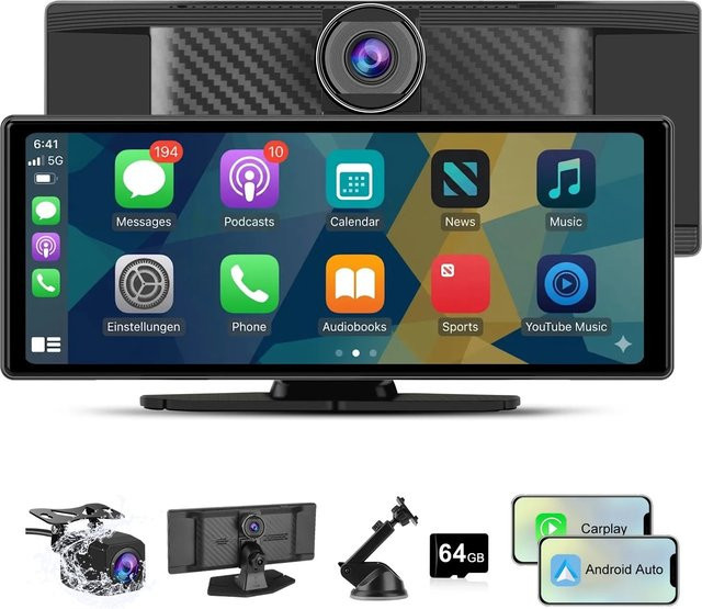 Junsun Carplay Display 10,26 Zoll in Schwarz mit Wi-Fi - Bild 1