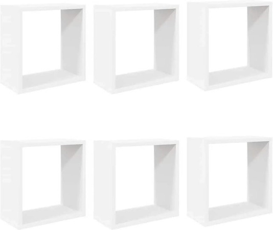 vidaXL Würfelregale Set 6 Stück Weiß, Wandmontage, B/H/T: 30 x 30 x 15 cm