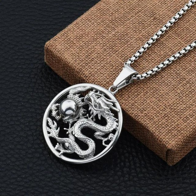 Rui Di Drachen Anhänger Halskette, Gold, Silber, Zirkonia, Unisex - Bild 1