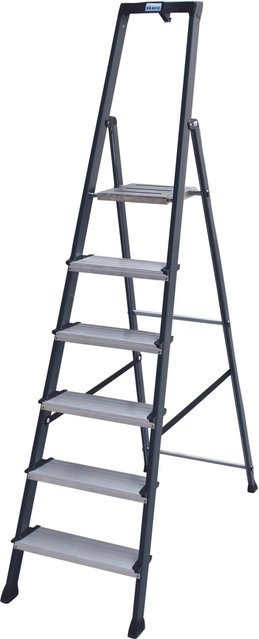 Krause Securo Stufen-Stehleiter aus Aluminium in Silber mit 6 Stufen - Bild 1