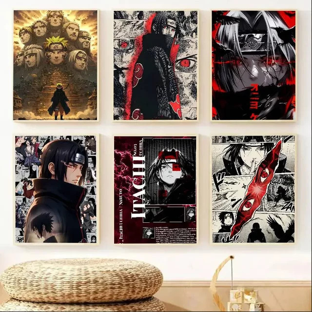 Bandai Klebeposter Naruto Charaktere Sasuke Itachi Uzumaki Madara Kakashi Pain Minato HD-Kunst Wasserfeste Wanddekoration Mehrfarbig - Bild 1